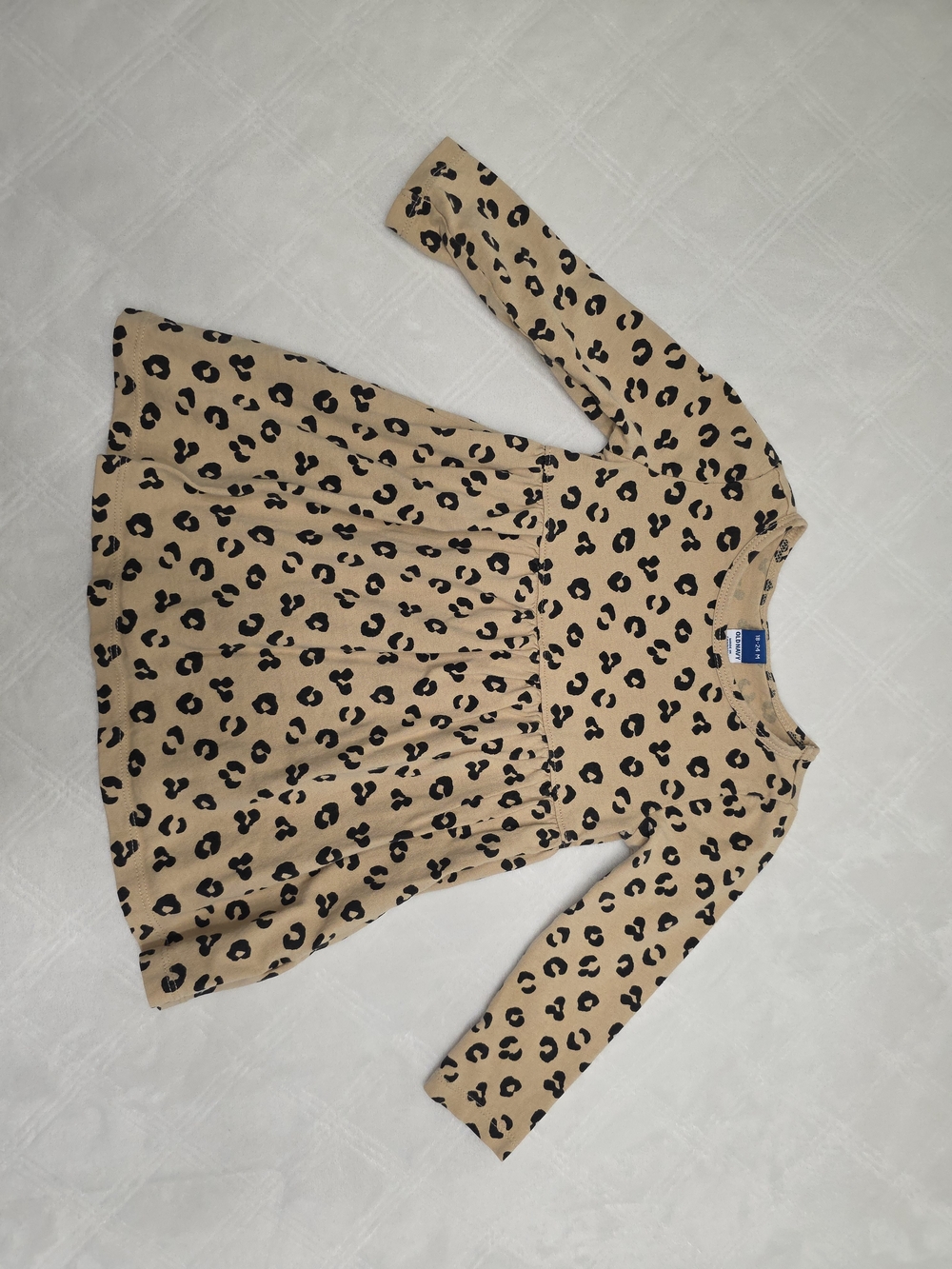 Old Navy Tan and Black Leopard Print Long Sleeve Dress